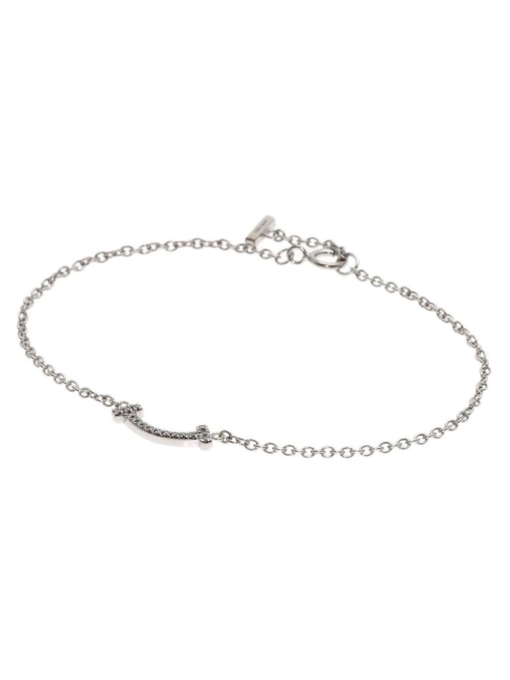 Tiffany & Co T Smile Mini Diamond Bracelet 18K White Gold